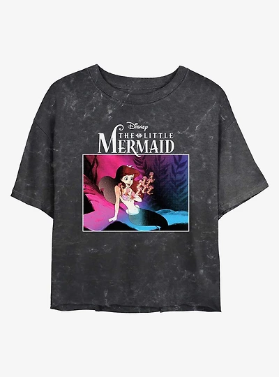 Disney The Little Mermaid New Wave Ariel Mineral Wash Womens Crop T-Shirt