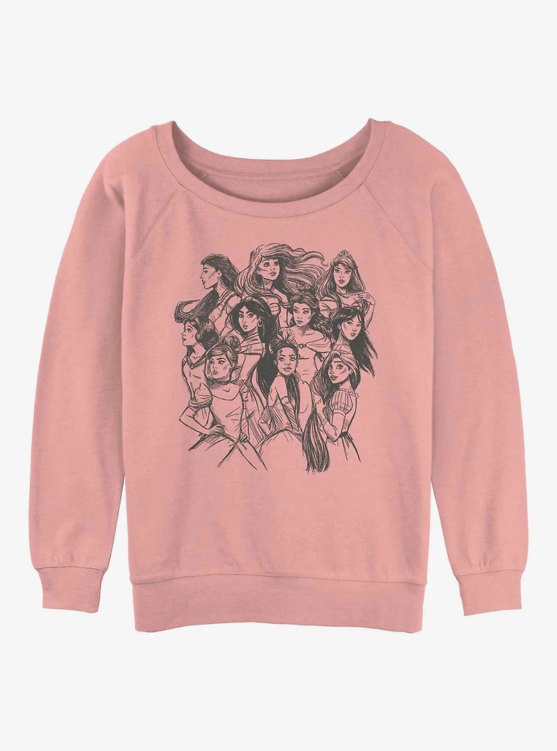Disney Mulan Princess Sketch Womens Slouchy Sweatshirt