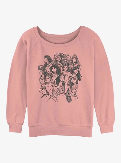 Disney Mulan Princess Sketch Womens Slouchy Sweatshirt