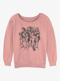 Disney Mulan Princess Sketch Womens Slouchy Sweatshirt