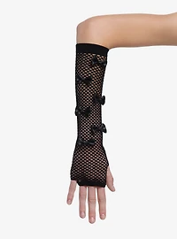 Black Bow Fishnet Arm Warmers