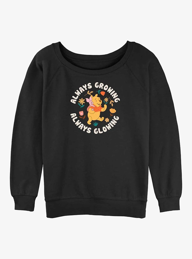 Disney Winnie The Pooh Always Growing Glowing Womens Slouchy Sweatshirt