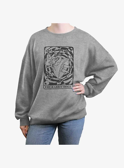Disney Alice In Wonderland Rabbit Hole Card Girls Oversized Sweatshirt