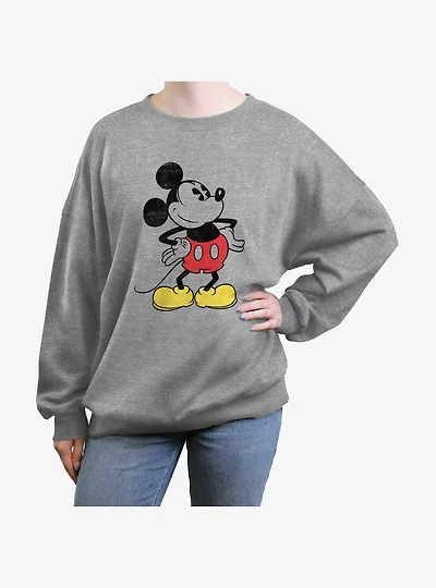 Disney Mickey Mouse Classic Vintage Mickey Girls Oversized Sweatshirt