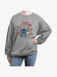 Disney Lilo & Stitch Chibi Floral Girls Oversized Sweatshirt