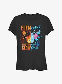Disney Pixar Elemental Ember and Wade Find Your Glow and Flow Girls T-Shirt