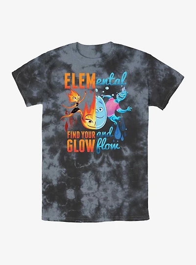 Disney Pixar Elemental Ember and Wade Find Your Glow and Flow Tie-Dye T-Shirt