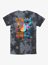 Disney Pixar Elemental Ember and Wade Find Your Glow and Flow Tie-Dye T-Shirt
