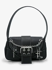 Safety Pin Cross Charm Shoulder Bag