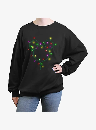 Disney Mickey Mouse Christmas Lights Mouse Girls Oversized Sweatshirt
