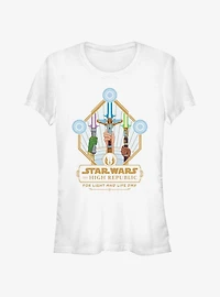 Star Wars Life Day Lightsaber Trio Badge Girls T-Shirt