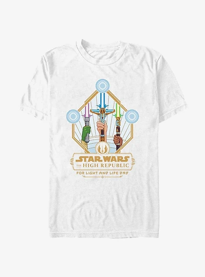 Star Wars Life Day Lightsaber Trio Badge T-Shirt