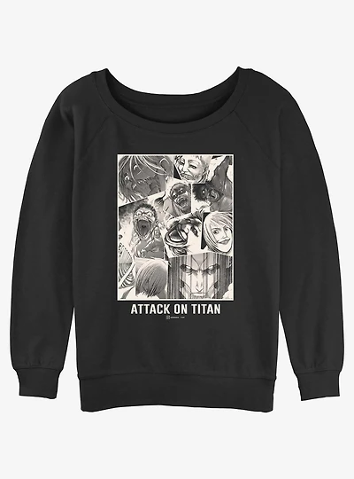 Attack on Titan Titan Collage Girls Slouchy Sweatshirt