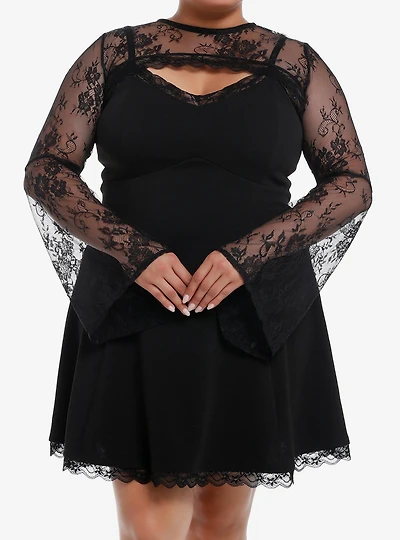 Cosmic Aura Lace Crop Bolero Shrug Twofer Cami Dress Plus Size