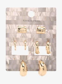 Gold Drippy Chunky Hoop Earring Set