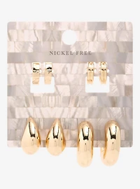 Gold Chunky Hoop & Cuff Earring Set