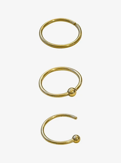 Titanium Gold Nose Hoop 3 Pack