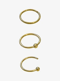 Titanium Gold Nose Hoop 3 Pack