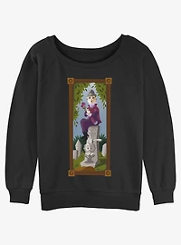 Disney The Haunted Mansion The Black Widow Portrait Girls Slouchy Sweatshirt Hot Topic Web Exclusive