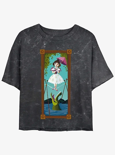 Disney The Haunted Mansion Sally Slater Tightrope Walker Portrait Girls Mineral Wash Crop T-Shirt Hot Topic Web Exclusive