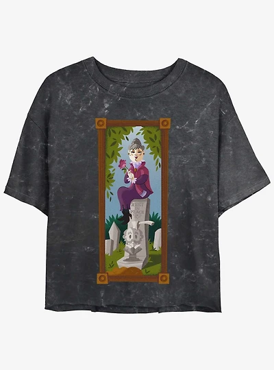Disney The Haunted Mansion The Black Widow Portrait Girls Mineral Wash Crop T-Shirt Hot Topic Web Exclusive