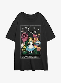 Disney Alice Wonderland Cosmic Flowers Girls Oversized T-Shirt