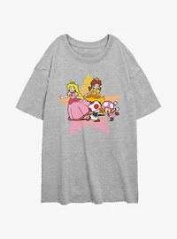 Nintendo Princess Peach & Daisy Star Girls Oversized T-Shirt