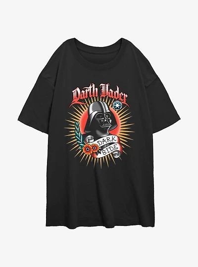 Star Wars Dark Side Tattoo Vader Girls Oversized T-Shirt