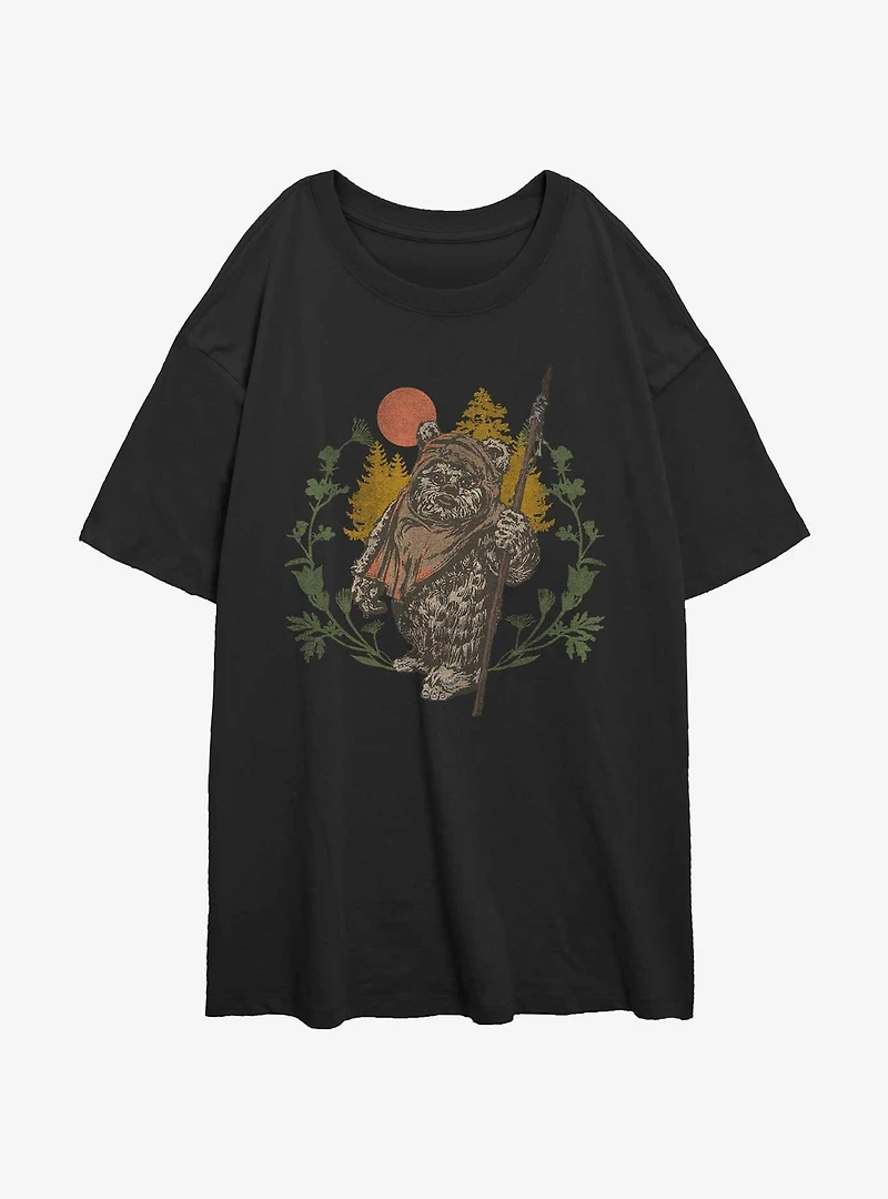 Star Wars Ewok Sunset Girls Oversized T-Shirt