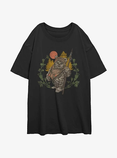 Star Wars Ewok Sunset Girls Oversized T-Shirt