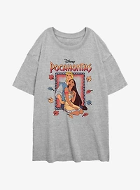 Disney Pocahontas John Smith and Pocahontas Portrait Girls Oversized T-Shirt