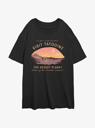 Star Wars Tatooine Vacation Girls Oversized T-Shirt