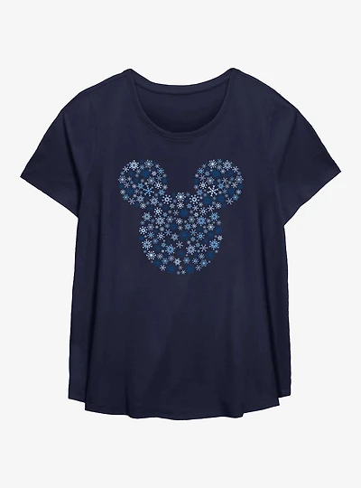 Disney Mickey Mouse Snowflakes Girls T-Shirt Plus Size