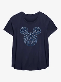 Disney Mickey Mouse Snowflakes Girls T-Shirt Plus Size