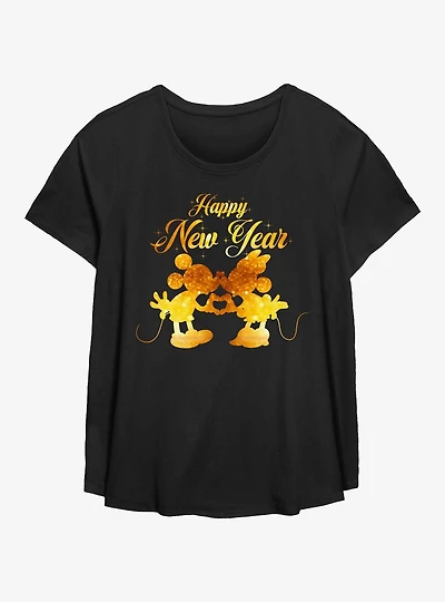 Disney Mickey Mouse & Minnie Mouse New Year Kissing Girls T-Shirt Plus Size