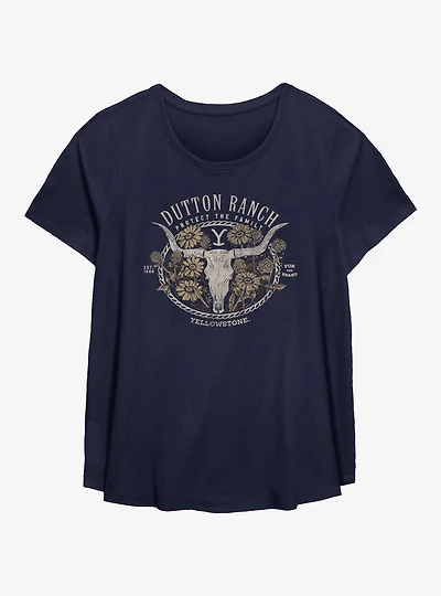 Yellowstone Dutton Ranch Protect The Family Floral Girls T-Shirt Plus Size