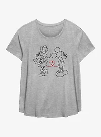 Disney Mickey Mouse & Minnie Mouse Heart Strings Girls T-Shirt Plus Size