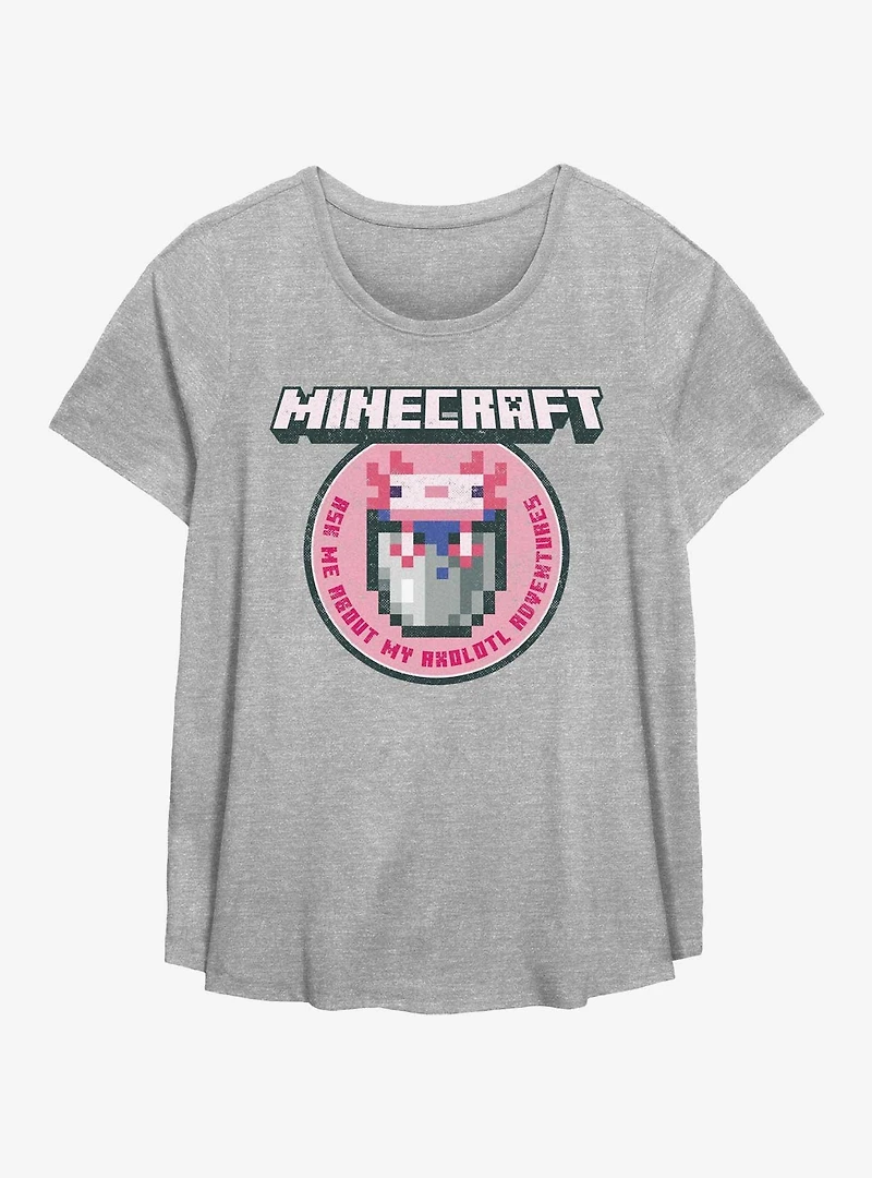Minecraft Axolotl Adventures Girls T-Shirt Plus Size