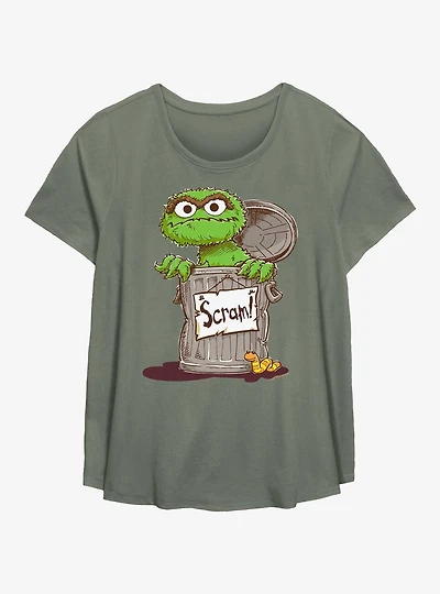Sesame Street Oscar Scram Sign Girls T-Shirt Plus Size