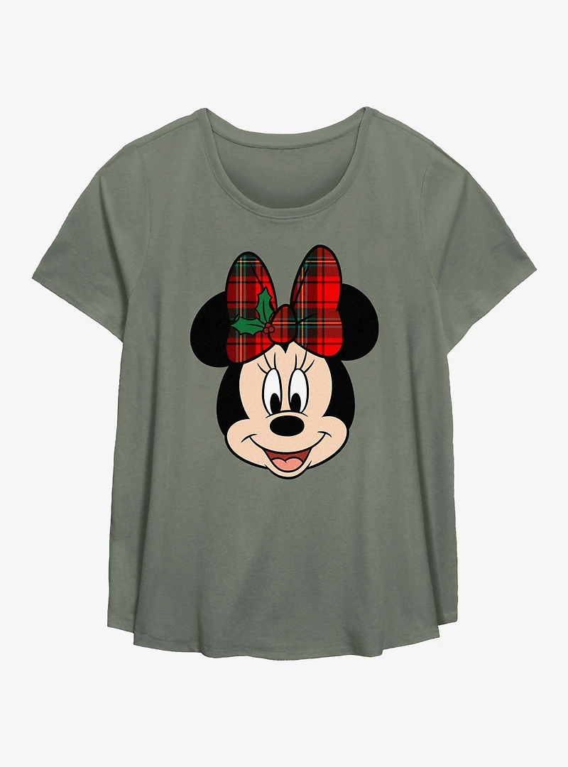 Disney Minnie Mouse Holiday Bow Womens T-Shirt Plus