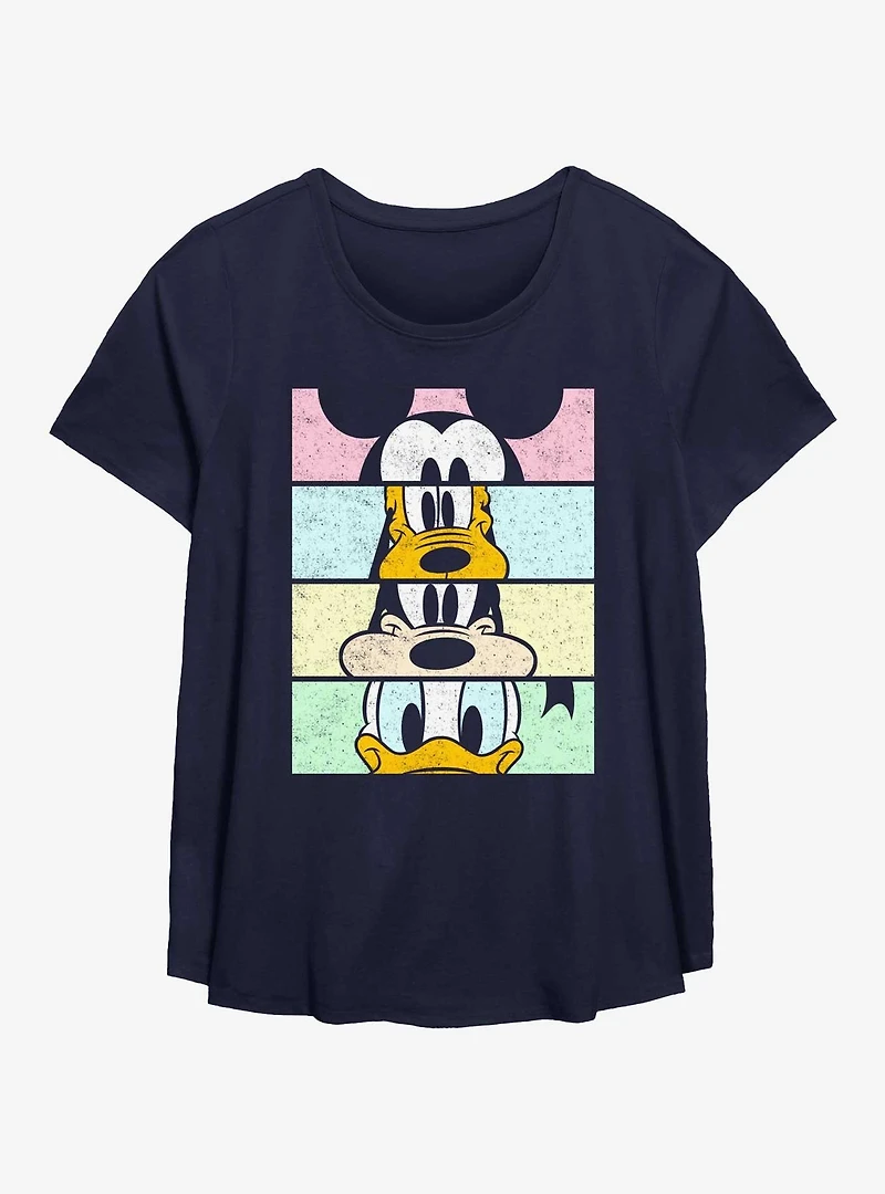 Disney Mickey Mouse Crew Panels Womens T-Shirt Plus