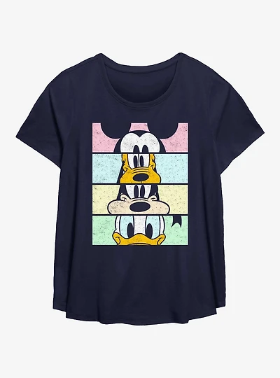 Disney Mickey Mouse Crew Panels Womens T-Shirt Plus