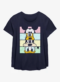Disney Mickey Mouse Crew Panels Womens T-Shirt Plus