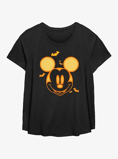Disney Mickey Mouse Pumpkin Womens T-Shirt Plus