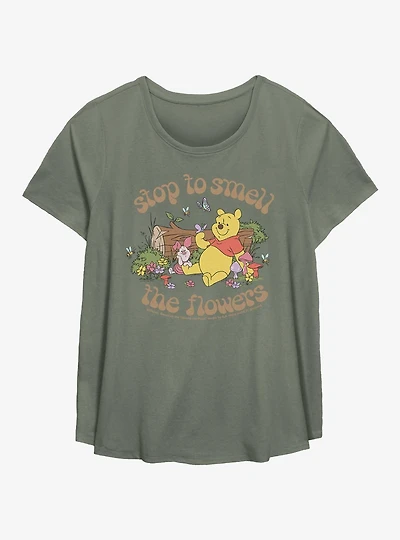 Disney Winnie The Pooh Smell Flowers Womens T-Shirt Plus