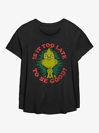 Dr. Seuss How The Grinch Stole Christmas Too Late To Be Good Womens T-Shirt Plus