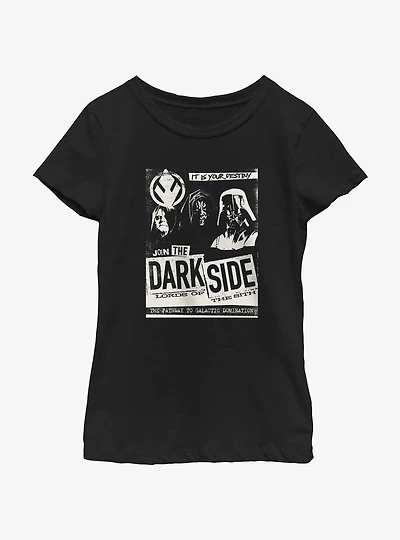 Star Wars Join The Dark Side Poster Youth Girls T-Shirt