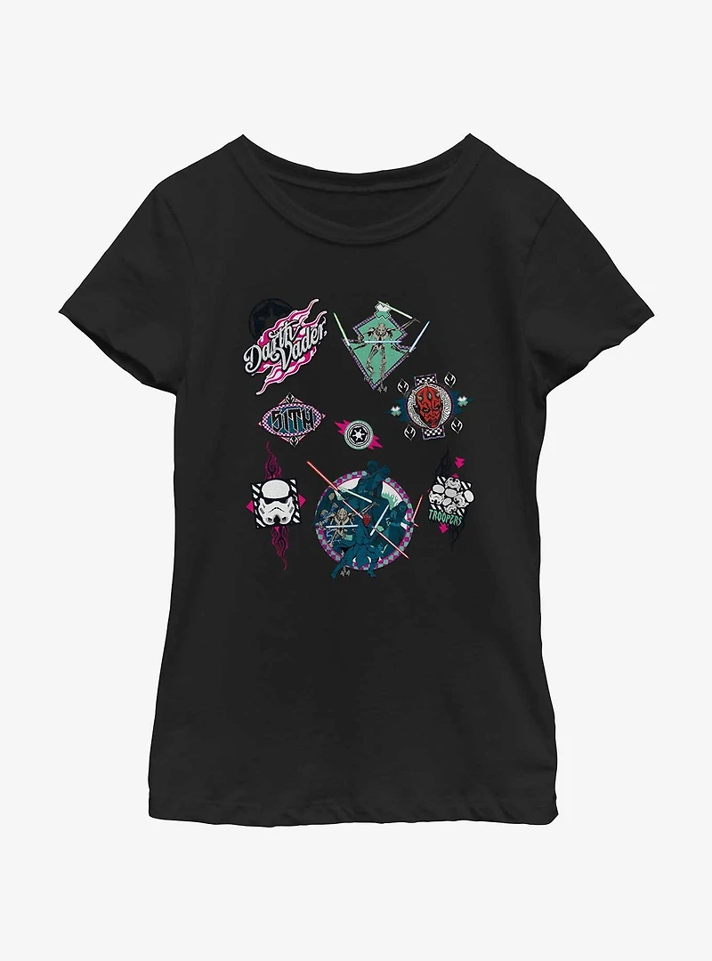 Star Wars The Dark Side Patches Style  Youth Girls T-Shirt