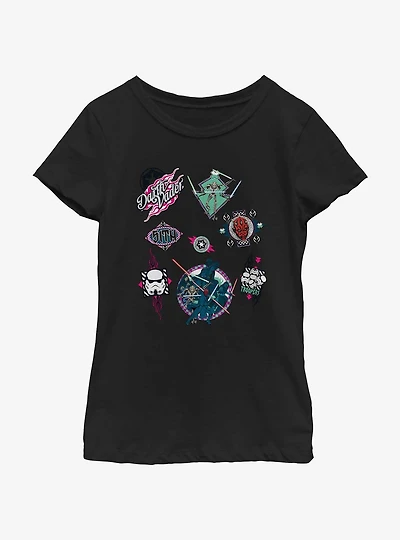 Star Wars The Dark Side Patches Style  Youth Girls T-Shirt