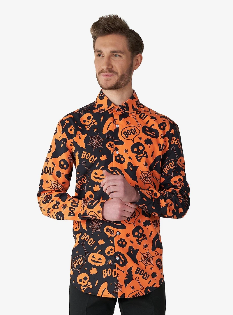 Halloween Icons Long Sleeve Button-Up Shirt